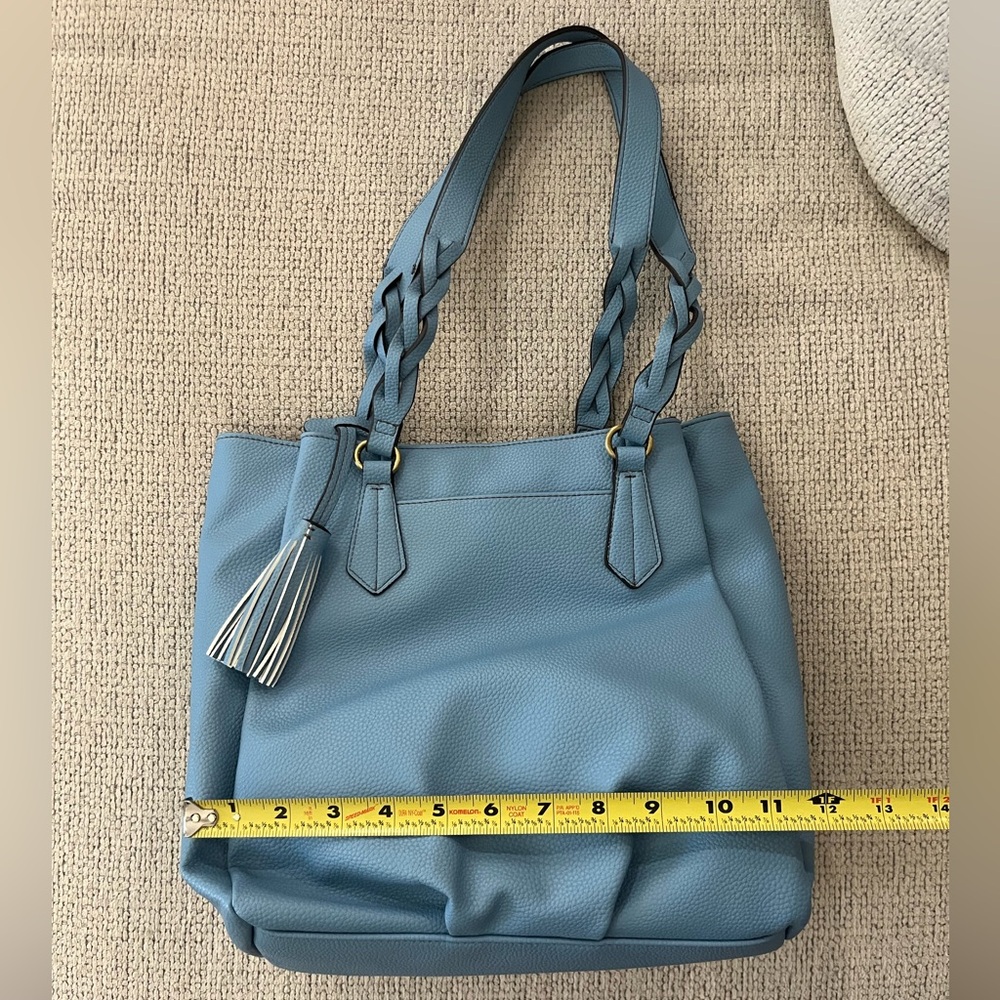 St Johns Bay New with Tags Blue Leather Tote Bag - Picture 6 of 10